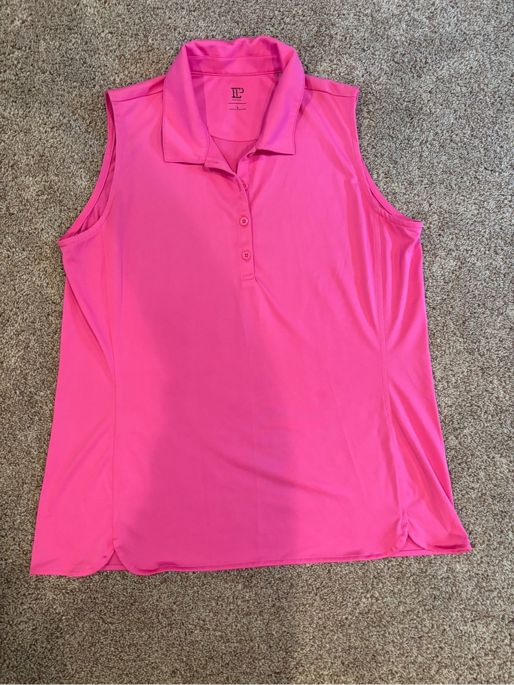 EP Pro Hot Pink Sleeveless Polo Tank Top